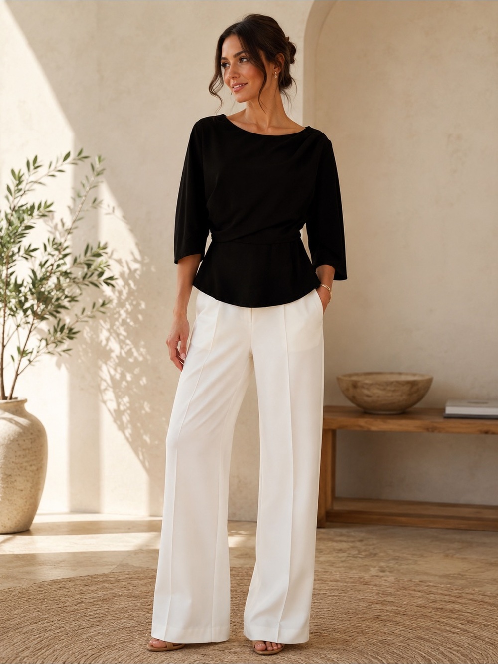 Grace Karin Black Peplum Top